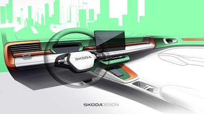 Utvald bild för Skoda Epiq: Första bilderna på interiören i nya prisvärda el-suven