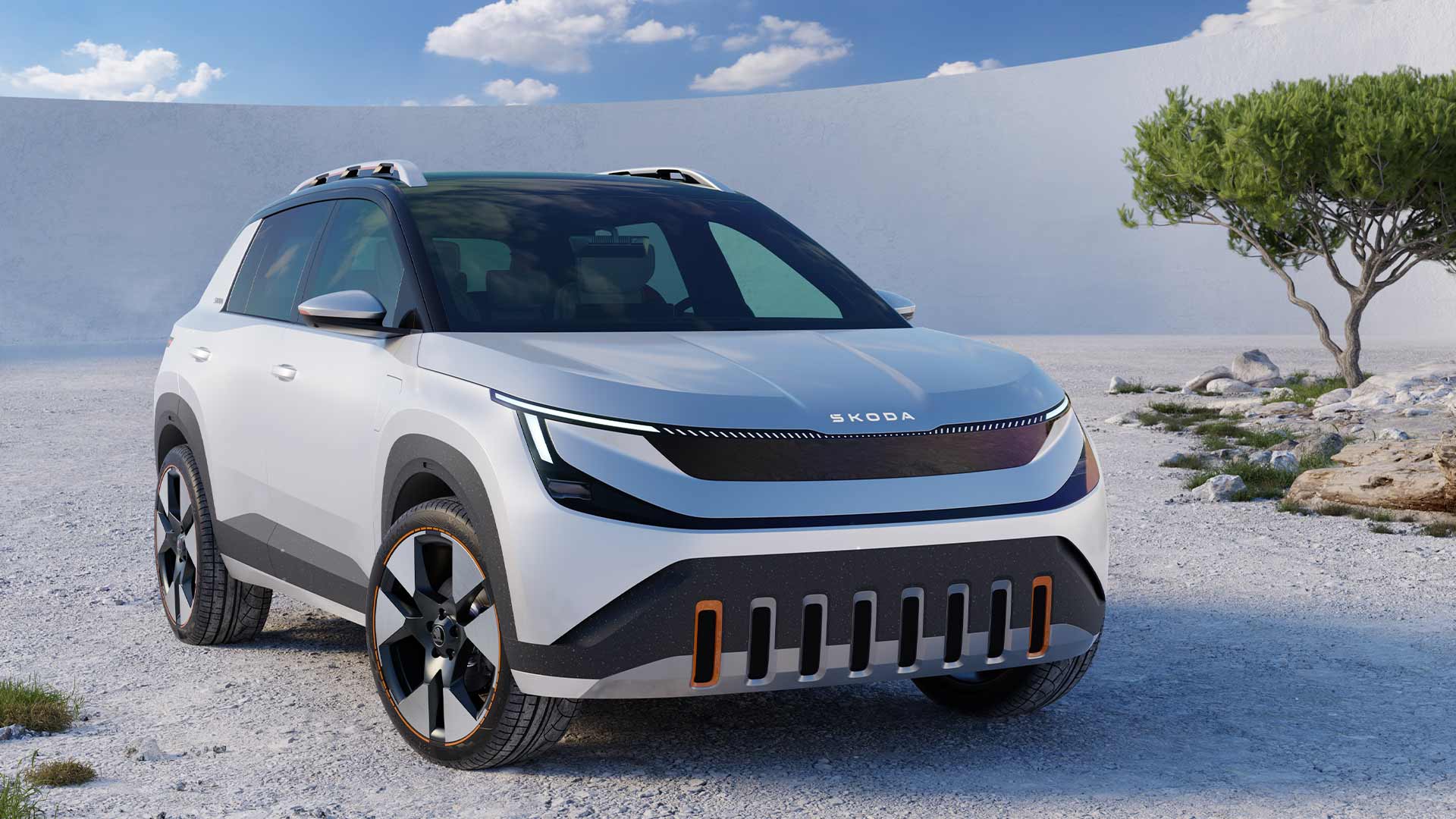 Utvald bild för Här är nya Skoda Epiq - en helelektrisk instegs-SUV